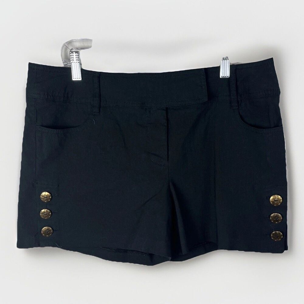 Bisu Bisu Women's Black Shorts Size 12 Gold Tone Button Accent Tailored Casual
